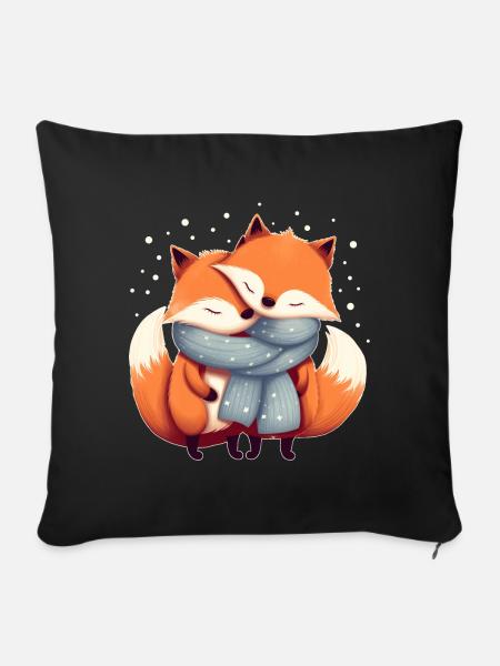 Fuchs Paar - Sofakissenbezug 45 x 45 cm - Schwarz