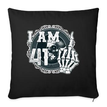 I'm 41 plus 1 middle finger Skull funny 42nd - Sofa pillowcase 17,3'' x 17,3'' (45 x 45 cm) - black - Front