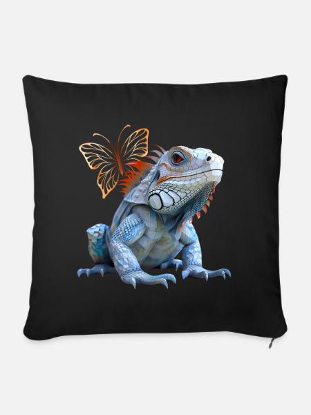 Leguan - Sofakissenbezug 45 x 45 cm - Schwarz