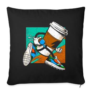 Coffee Junkie: Fun Design for Coffee-to-Go - Sofa pillowcase 17,3'' x 17,3'' (45 x 45 cm) - black - Front