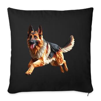 Deutscher Schäferhund Origami Geometrisch 3D - Sofakissenbezug 45 x 45 cm - Schwarz - Vorne