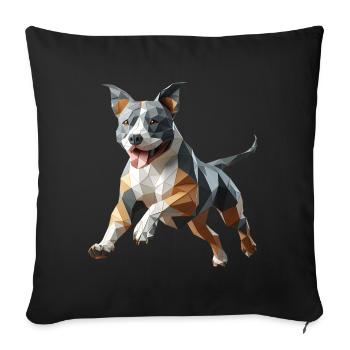 Staffy origami 3d geometric dog - Sofa pillowcase 17,3'' x 17,3'' (45 x 45 cm) - black - Front