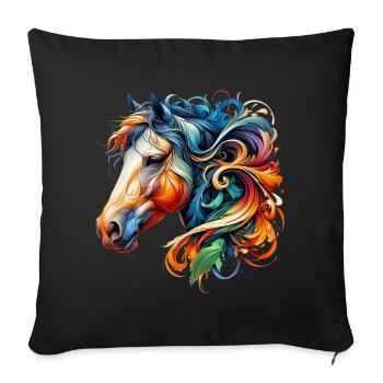 Cheval - Housse de coussin décorative 45 x 45 cm - noir - Devant