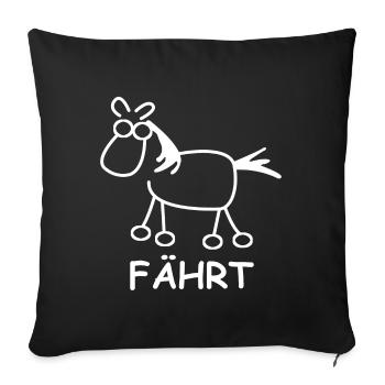 Fährt | lustiges Pferd, lustige Bilder - Sofakissenbezug 45 x 45 cm - Schwarz - Vorne