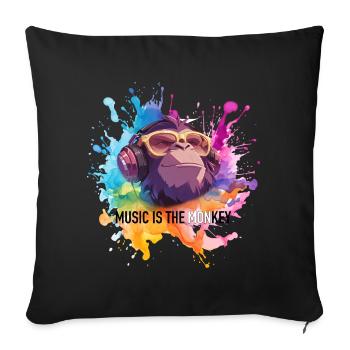 Music is the monkey pun - Sofa pillowcase 17,3'' x 17,3'' (45 x 45 cm) - black - Front
