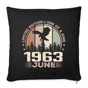 Unmatched since June 1963, 61st Anniversary - Sofa pillowcase 17,3'' x 17,3'' (45 x 45 cm) - black - Front