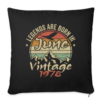 Birthday June 1978 born in June 1978 Retro 1978 - Sofa pillowcase 17,3'' x 17,3'' (45 x 45 cm) - black - Front