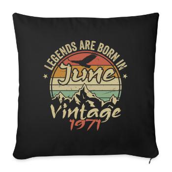 Birthday June 1971 born in June 1971 Retro 1971 - Sofa pillowcase 17,3'' x 17,3'' (45 x 45 cm) - black - Front