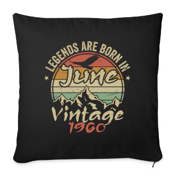 Anniversaire Juin 1960 né en Juin 1960 Rétro 1960 - Housse de coussin décorative 45 x 45 cm - noir - Devant