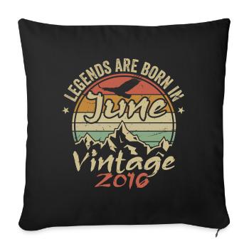 Birthday June 2016 born in June 2016 Retro 2016 - Sofa pillowcase 17,3'' x 17,3'' (45 x 45 cm) - black - Front