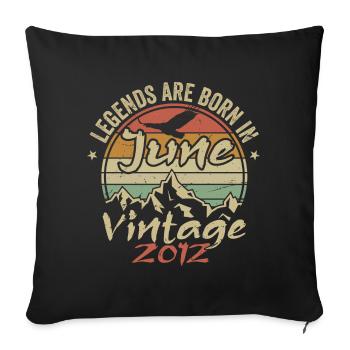 Geburtstag Juni 2012 geboren im Juni 2012 Retro 2012 - Sofakissenbezug 45 x 45 cm - Schwarz - Vorne