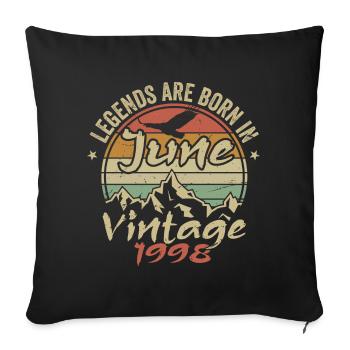 Birthday June 1998 born in June 1998 Retro 1998 - Sofa pillowcase 17,3'' x 17,3'' (45 x 45 cm) - black - Front