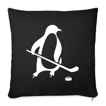Pingouin Hockey Sur Glace Silhouette Minimaliste - Housse de coussin décorative 45 x 45 cm - noir - Devant