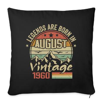 Août 1960 Anniversaire 1960 - Légendes Août 1960 - Housse de coussin décorative 45 x 45 cm - noir - Devant