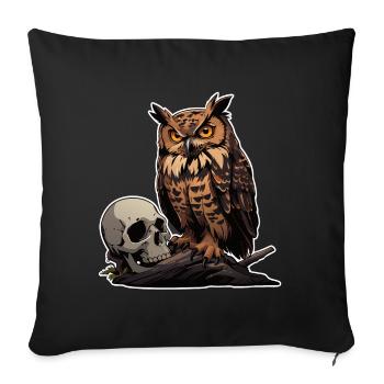 Mystic Owl Sitting on a Skull - Sofa pillowcase 17,3'' x 17,3'' (45 x 45 cm) - black - Front