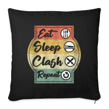 Eat Sleep Clash Repeat Vintage Gaming Clan Retro - Sofakissenbezug 45 x 45 cm - Schwarz - Vorne