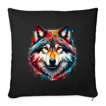 Wolf - Sofakissenbezug 45 x 45 cm - Schwarz - Vorne