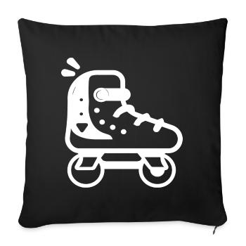 patins à roulettes style dessin animé - Housse de coussin décorative 45 x 45 cm - noir - Devant