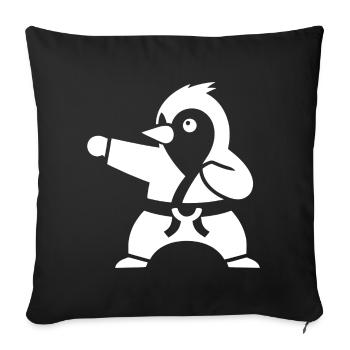Pinguin Karate Kampfsport Kampfkunst Silhouette - Sofakissenbezug 45 x 45 cm - Schwarz - Vorne