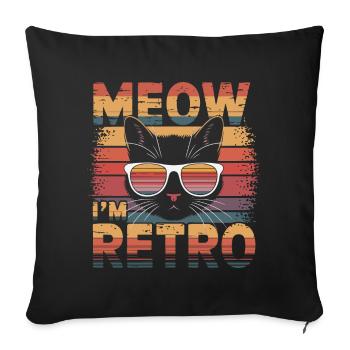 Retro Cat with Sunglasses and Text - Sofa pillowcase 17,3'' x 17,3'' (45 x 45 cm) - black - Front