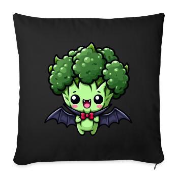 Cute Halloween Broccoli Vampire Cartoon - Sofa pillowcase 17,3'' x 17,3'' (45 x 45 cm) - black - Front