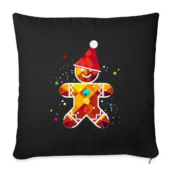 Lebkuchenmann mit Mütze – Weihnachtliches Design - Sofakissenbezug 45 x 45 cm - Schwarz - Vorne