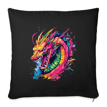 Dragon Colorful Fantasy Magic Mysticism Mythology Art - Sofa pillowcase 17,3'' x 17,3'' (45 x 45 cm) - black - Front