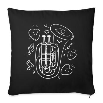 Tuba Bande dessinée - Housse de coussin décorative 45 x 45 cm - noir - Devant