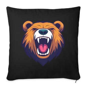 Cartoon Bear Head Roaring - Bold and Playful - Sofa pillowcase 17,3'' x 17,3'' (45 x 45 cm) - black - Front