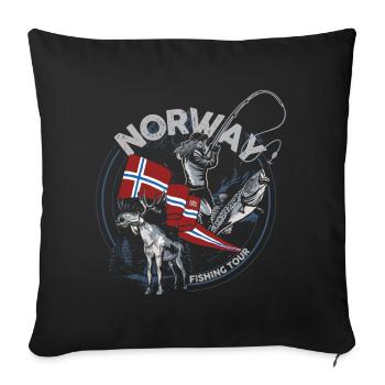 NORVÈGE FISHING TOUR - Orignal - Édition Femme - Housse de coussin décorative 45 x 45 cm - noir - Devant