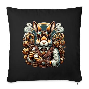 Steampunk bunny with gears and clock - Sofa pillowcase 17,3'' x 17,3'' (45 x 45 cm) - black - Front
