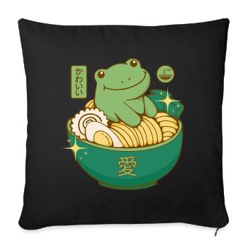 Kawaii Ramen Frosch - Sofakissenbezug 45 x 45 cm - Schwarz - Vorne