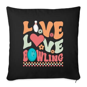 Live Love Bowling - Sofa pillowcase 17,3'' x 17,3'' (45 x 45 cm) - black - Front