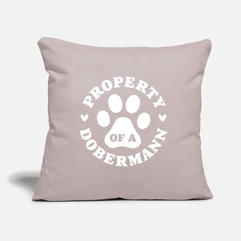 Propriété d’un Dobermann Housse de coussin décorative 45 x 45 cm
