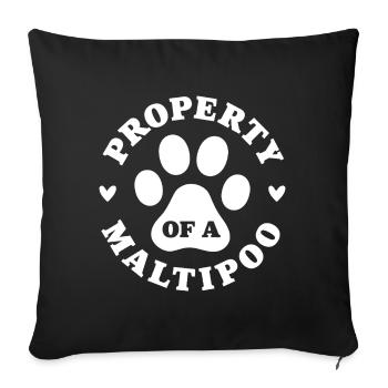 Eigentum eines Maltipoo - Sofakissenbezug 45 x 45 cm - Schwarz - Vorne