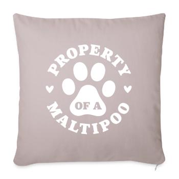 Eigentum eines Maltipoo - Sofakissenbezug 45 x 45 cm - helles Taupe - Vorne
