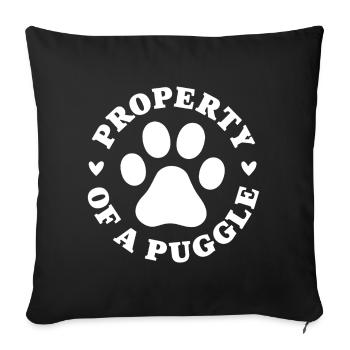 Property of a Puggle - Sofa pillowcase 17,3'' x 17,3'' (45 x 45 cm) - black - Front