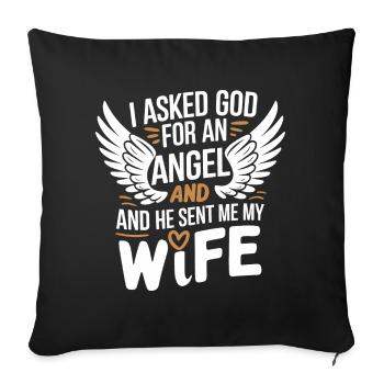 Frau Ehefrau Partnerin Familie Verheiratet - Sofakissenbezug 45 x 45 cm - Schwarz - Vorne