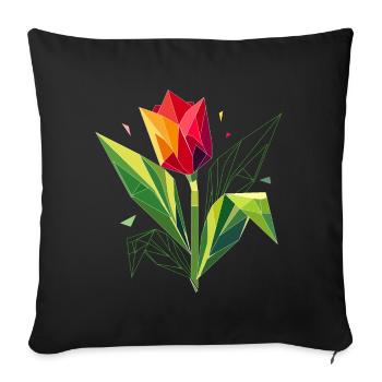 Geometric tulip – elegance in polygons - Sofa pillowcase 17,3'' x 17,3'' (45 x 45 cm) - black - Front