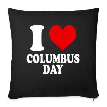 I Love Columbus Day Heart America USA Funny - Sofa pillowcase 17,3'' x 17,3'' (45 x 45 cm) - black - Front