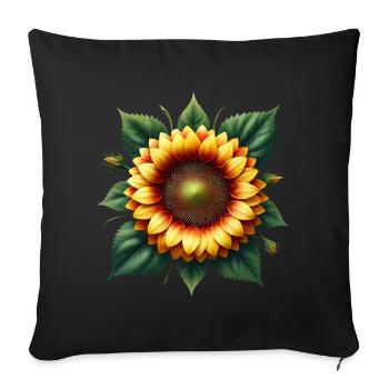 Sunflower yellow flower tendril flower floral floral - Sofa pillowcase 17,3'' x 17,3'' (45 x 45 cm) - black - Front