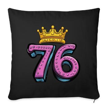 76 Zahl Krone - Sofakissenbezug 45 x 45 cm - Schwarz - Vorne