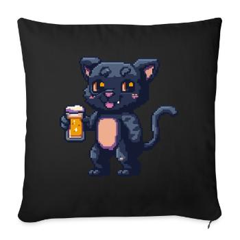 Bière Panther Pixel - Housse de coussin décorative 45 x 45 cm - noir - Devant