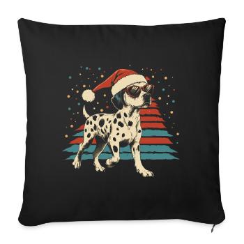 Dalmatian with Santa hat and sunglasses - Sofa pillowcase 17,3'' x 17,3'' (45 x 45 cm) - black - Front