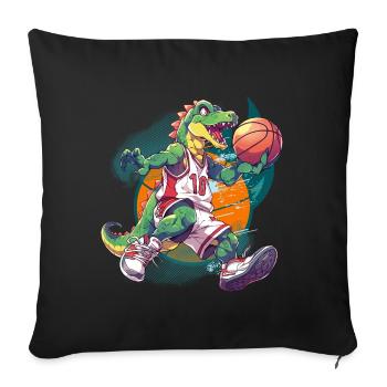 Basket-ball dinosaure T-Rex joueur de basket-ball - Housse de coussin décorative 45 x 45 cm - noir - Devant