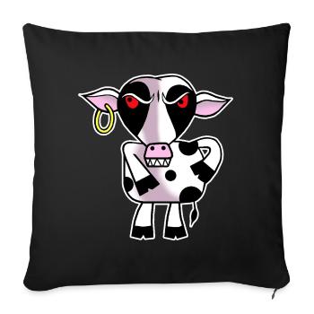 Angry cow - Sofa pillowcase 17,3'' x 17,3'' (45 x 45 cm) - black - Front