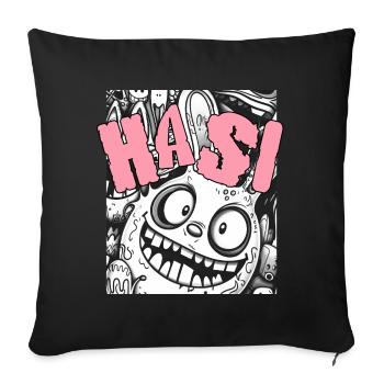 Ausgefallenes Cartoon-Gesicht mit Humor - Sofakissenbezug 45 x 45 cm - Schwarz - Vorne
