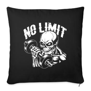 Crâne de musculation No Limit Workout avec haltère - Housse de coussin décorative 45 x 45 cm - noir - Devant