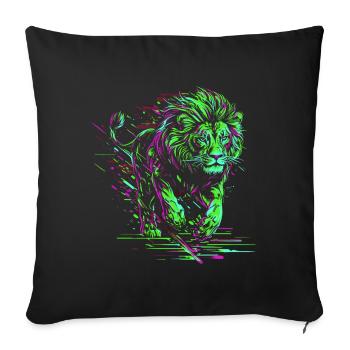Lion courant Tête de Lion Coloré Prédateur Animal Sauvage - Housse de coussin décorative 45 x 45 cm - noir - Devant