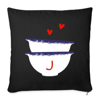 Lettre J bols breton - Housse de coussin décorative 45 x 45 cm - noir - Devant